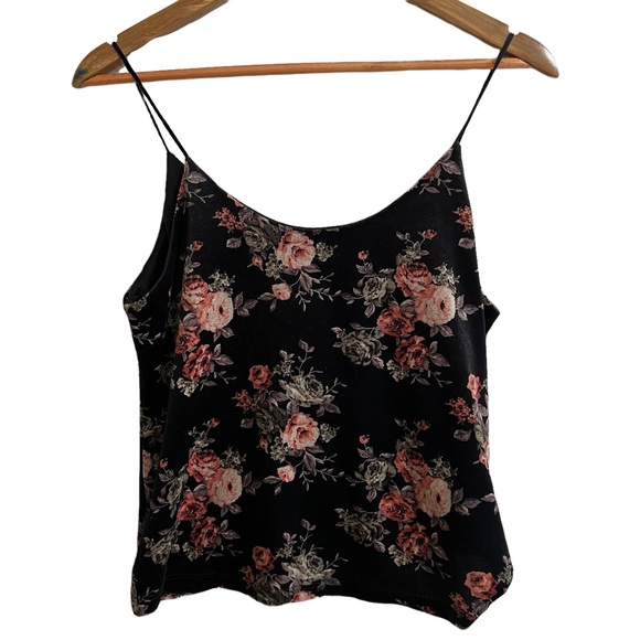 Lush Knot Front Floral Black Velvet Cami - Picture 7 of 7